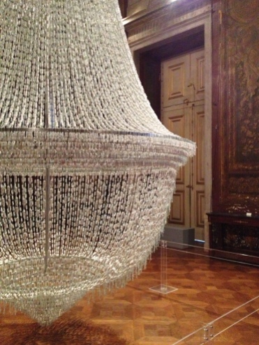 One of Joana Vasconcelos' most iconic creations, "The Bride" is a chandelier made entirely from tampons