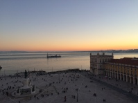 Lisbon sunset seen from the top of the Rua Augusta Arch