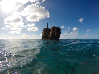 Verne swims to the Mai Tai wreck, a steamship that sunk in 1916