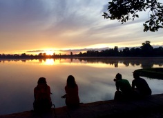 Sunrise at Angkor is a crowded affair, but there are still places to enjoy solitude with friends. One of them is the Sras Srang lake