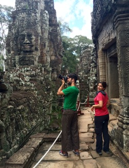 Bayon is the main temple inside Angkor Thom, and is immediately recognisable by its large Buddha heads