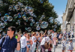 Soap bubbles near Old Town Square, Prague (35mm, 1/450s, f6.4, ISO 200)