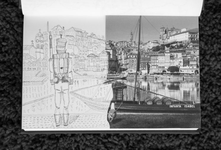 A sketch of a constitutional soldier watching Porto's skyline, which hasn't changed much since then